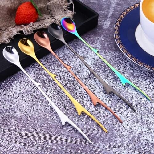 Branch Leaves Spoon and Fork Stainless Steel Coffee Spoon Dessert Cheese Fruit Fork Food Grade Party Kitchen Tool