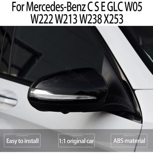 Rearview Modified Glossy Black for Mercedes-Benz C S E GLC W205 W253 W222 W213 W238 X253 Mirror Cover Caps Replacement Shell