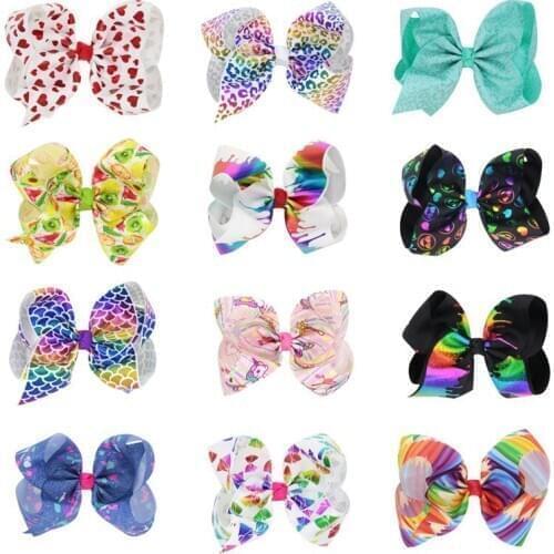 JoJo Siwa Big Hair Bows Clip for Girls Print Ribbon Bowknot Love Heart Valentines Day Hairgrips Fashion Hair Accessories HC120