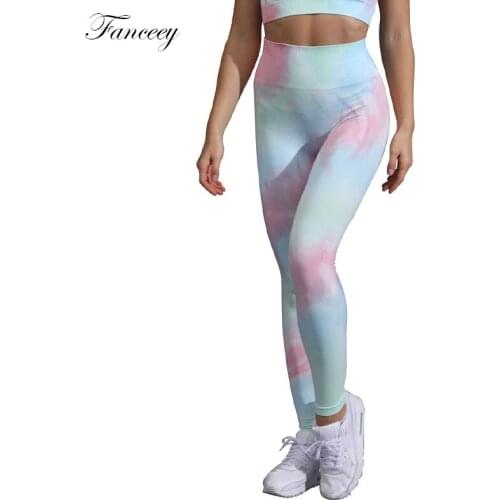 Fanceey Tie Dye Seamless Leggings Yoga Pants Booty Leggings Woman High Waist Stretch Running Tights Fitness Gym Clothing