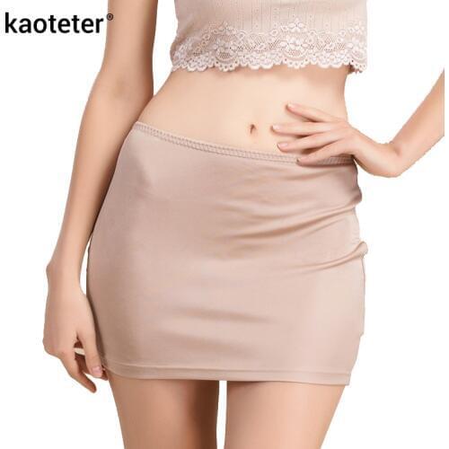 100% Pure Knit Silk High Quality Women Half Slips Simple Thin Sexy Elastic Waist Slim Underwear Breathable Slip 3 Colors