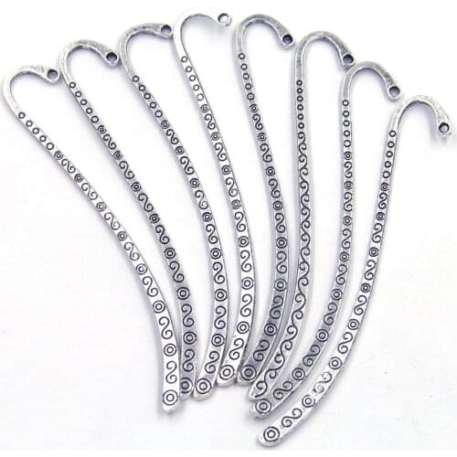 10Pcs Bookmarks Spiral Cloud Circle Pattern Carved Antique Silver Tone For Reading Book Jewelry DIY Making Findings 85mm