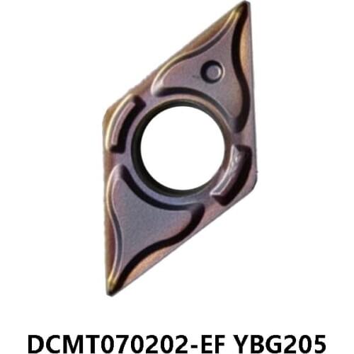 100% Original DCMT070202-EF YBG205 DCMT 070202 DCMT07 Carbide Inserts for Stainless Steel CNC Lathe Cutter Turning Tools Cutting
