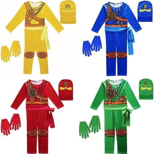 2020 NINJAGO Role cosplay Costume Halloween Boys Girls Jumpsuit Set Ninja Halloween Christmas funny Party clothing for boy