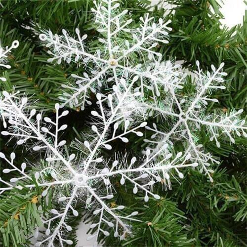 30 pcs white plastic fake snowflake christmas party hanging pendants new year christmas tree ornaments window decoration