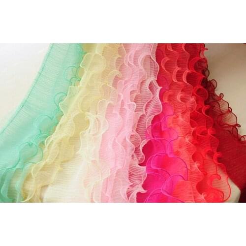5meters /lot Multicolor 3 layers Ruffle Lace Fabric DIY Material Wedding Dress Clothing Accessories Plated Lace Trim 12cm