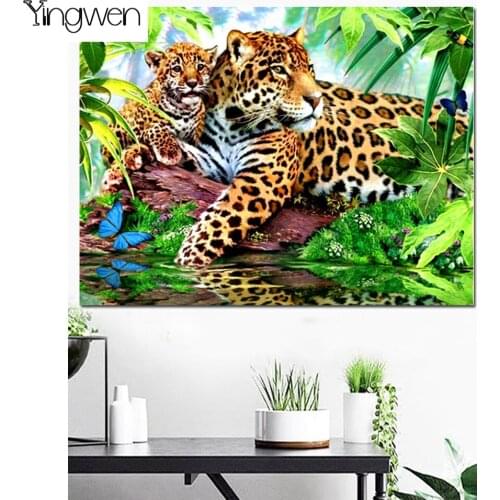 DIY Diamond Painting Leopard Rhinestone Picture Full Square Round Diamond Embroidery Animal Cross Stitch Mosaic Art Home Decor