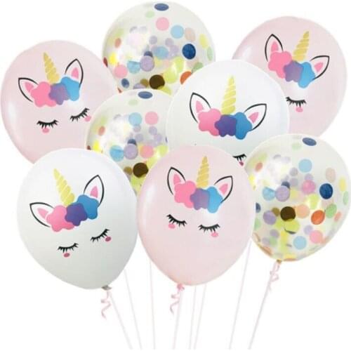 10pcs Glitter Confetti Latex Balloons For Birthday Party Decorations Kids Girl Unicorn Globos Supplies