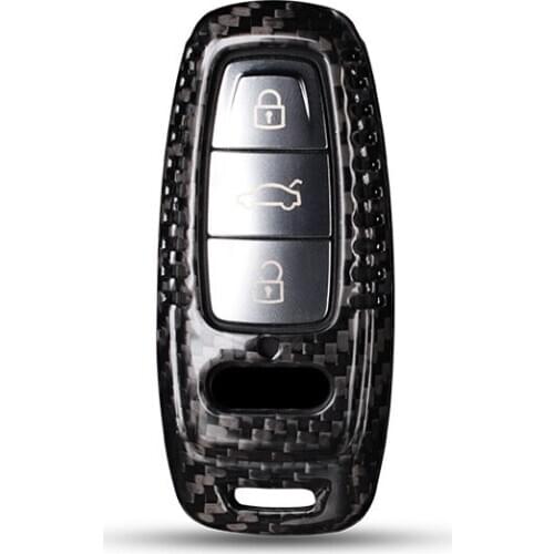 Real Carbon fiber Car Remote key case key Cover For Audi A6 C8 A7 A8 Q8 2018 2019 2020 2021 Car Styling Car Accessories