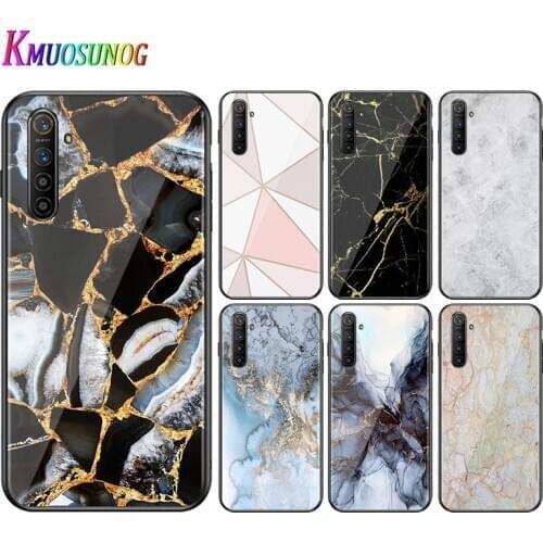 For OPPO A5 A9 2020 F7 Phone Cover Flower Fashion Marble for OPPO Reno 2 Z 2Z 2F 3 4 Pro 5G Bright Black Phone Case
