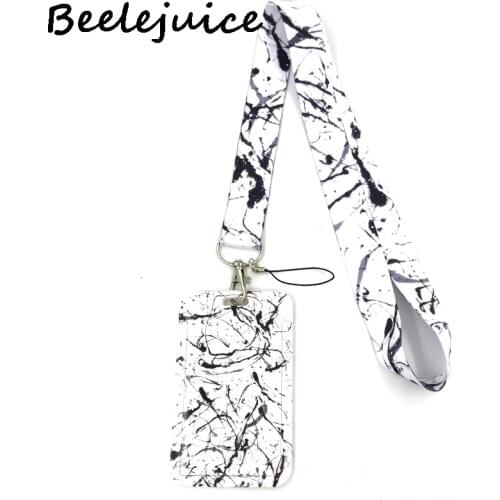 Ink Painting Credit Card ID Holder Bag Student Women Travel Bank Bus Business Card Cover Badge Accessories Gifts Lanyard Straps