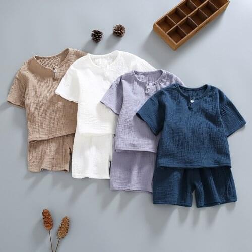 Childrens summer suit for boys and girls 2021 new baby summer clothes childrens summer short sleeve two piece set