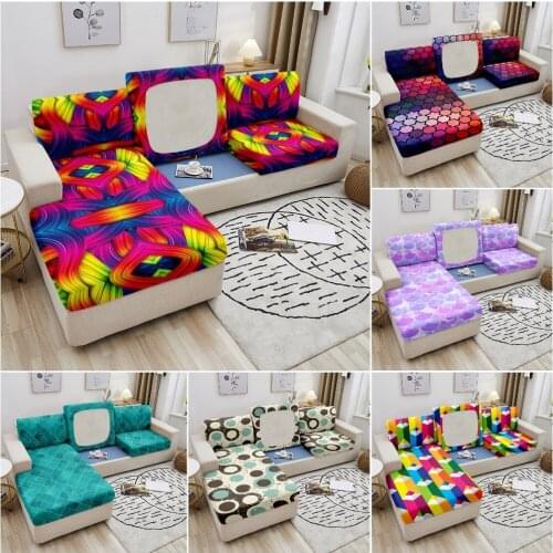 Geometric Print Elastic Seat Cushion Cover Stretch Sofa Covers for Living Room Furniture Protector Sofa Slipcover Couch Cover