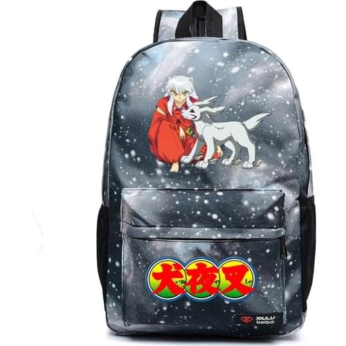 Anime Inuyasha Canvas Backpack Teenger High Quality Student Schoolbag Casual Packsack Unisex Travel Laptop Bag