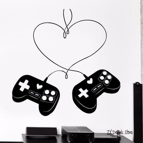 Gaming Love Controller Wall Decals Joystick Gamer Vinyl Wall Sticker Removable Art Mural Home Decoration Wall Decor L524
