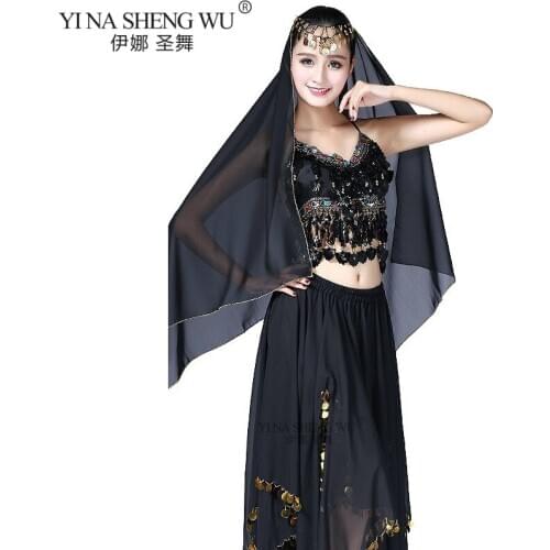 Indian Bollywood Dancing Clothes Set Egypt Women Belly Dance Indian Costumes Belly Dance Performances 3pcs/Set (Top Skirt Veil)