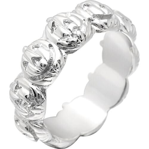 UFOORO Pumpkin Ring for Women Ladies Creative Simple Finger Rings Plated Silver Color Party Jewelry anillos Thanksgiving gift