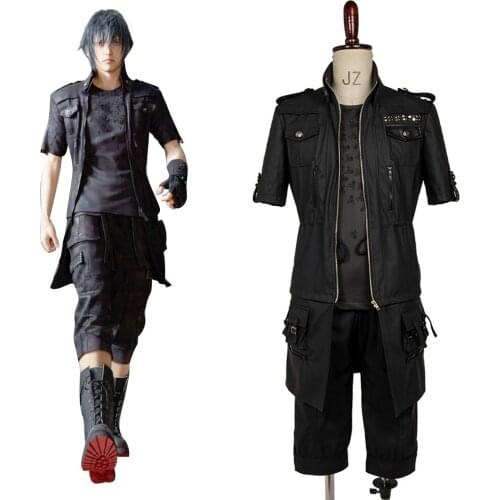 Final Fantasy XV Noctis Lucis Caelum Cosplay Costume Outfit Original Cosplay Costume Coat Gloves Pants T-shirt Halloween Party