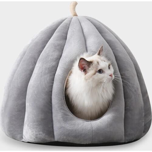Pet Cat Dog House Bed Warm Soft Mat Cute Pumpkin Shape Puppy Kennel Basket Pet Nest Cave Winter Cats Deep Sleeping Beds Cushion