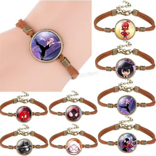 Marvel Spider-Man Rope Bracelet Parallel Universe Bracelet Velvet New Accessories Bangles Glass Hand Decoration Couple Gifts