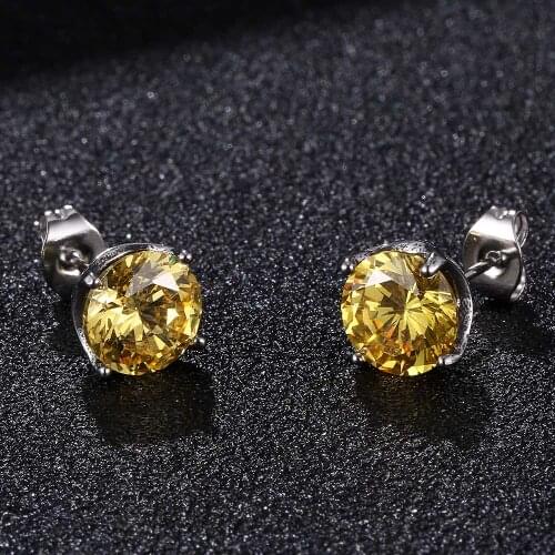 Fashion Stainless Steel Zircon Stud Earrings For Women Girls Trendy Geometric Vintage Ladies Ear Jewelry Birthday Gift BB0786