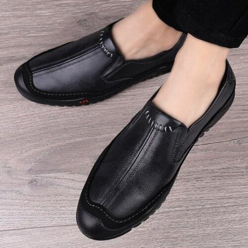 Spring and Autumn Mens Casual Shoes British Style Moccasins Genuine Leather Flats Loafers Footwear Male Shoes black brown