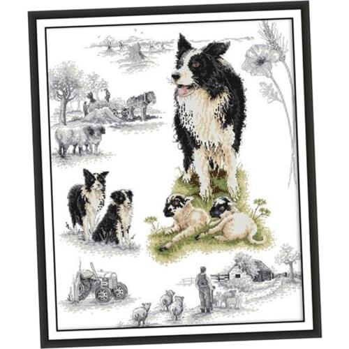 Stamped Cross Stitch Kits Printed Dog Pattern Embroidery Kit
