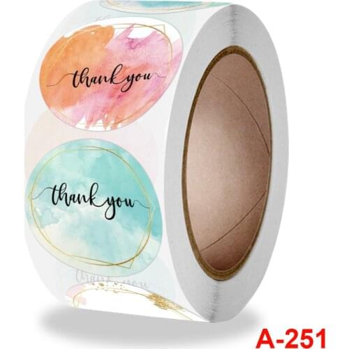 500 Labels Party Thank You Stickers Elegant 4 Watercolor Designs for Small Business, Floral Designers, Artist, Shipping Sticker