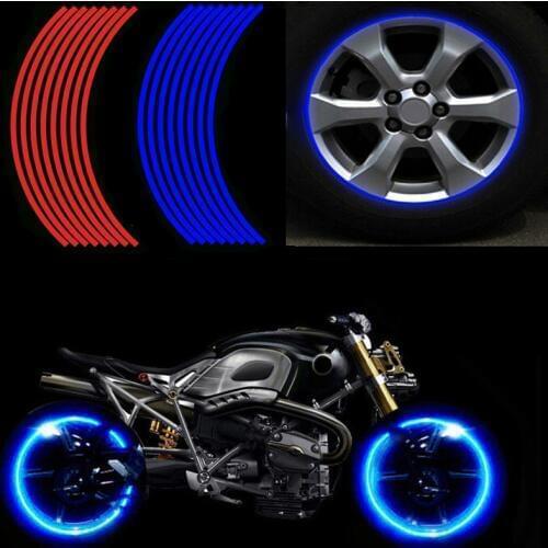 16 Pcs Strips Motorcycle Wheel Sticker Reflective Decals Rim Tape Bike Motobike Decal 17'/18' For YAMAHA HONDA SUZUKI Harley BMW