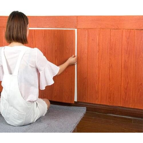 10pcs 3D Foam Wood Grain Panel Wall Stickers Home Decor Removable Self-adhesive Square DIY Wallpaper Waterproof