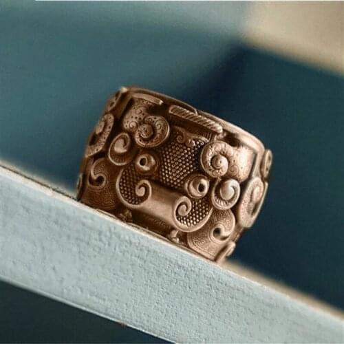 New Jing Lan Gluttonous Pull Ring Male Opening, Chinese Trendy Beast Female Silver Jewelry Fashion Personality Temperament