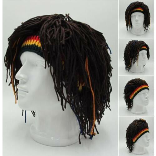 New arrival Rasta Wig Cap Beanie Hat Jamaica Rasta Handmade Cap Reggae Dreadlocks Africa Roots Wig Bob Marley