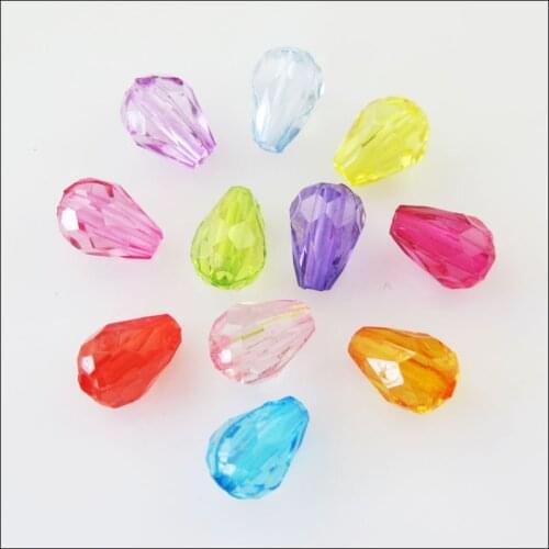 New 200Pcs Mixed Plastic Acrylic Clear Teardrop Spacer Beads Charms 6x8.5mm
