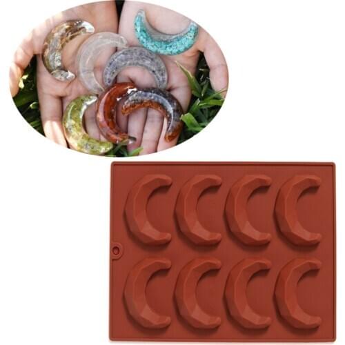 Faceted Moon Pendant Silicone Crescent Moon Mold Chocolate Wax Diamond Moon Mold Moon Pendant Resin Casting Molds Tools