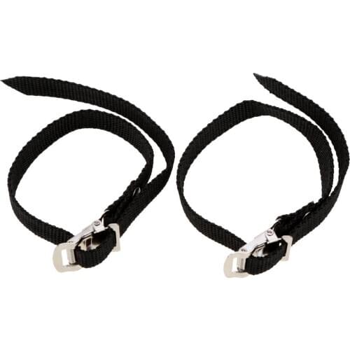 Pair Bike Pedal Cycle Toe Straps Black Nylon Anti-slip Two-sided Weave Tapes