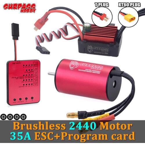 SURPASS HOBBY KK 2440 Brushless Motor Waterproof 35A ESC 2S Program Card for 1/16 RC Traxxas HSP Tamiya 3kg Servo Wltoys