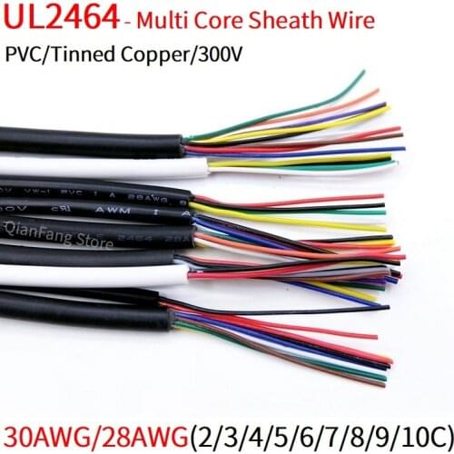 Sheathed Wire Cable 28AWG Channl Audio Line 2 3 4 5 6 7 8 9 10 Cores Insulated DIY Soft Copper Signal Control Wire Cable UL2464