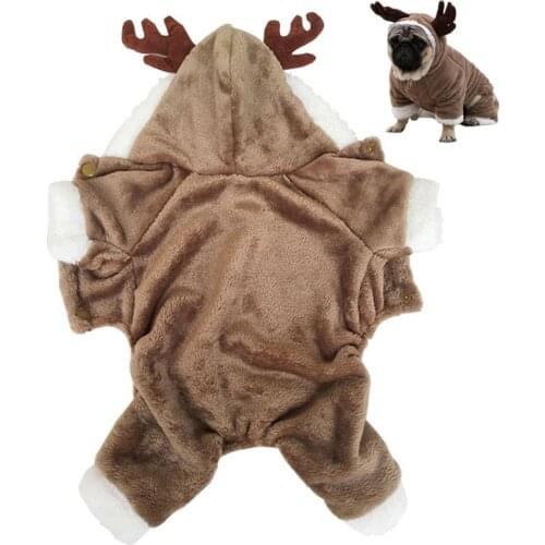 Kapmore Christmas Pet Costume Cosplay Reindeer Dog Outfit Pet Winter Clothes Dog Hoodie Pet Supplies Pet Clothing Accessories