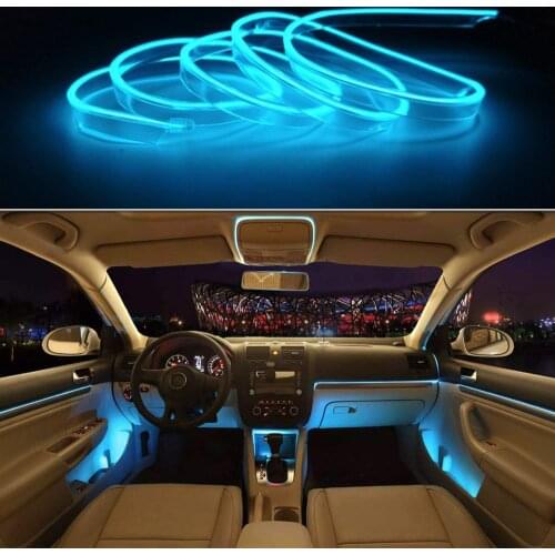 Car Interior EL Wire Ambient LED Flex Rgb Strip Auto Flexible Atmosphere Neno Tube Soft USB Lamp Lighting Strip Rope Tape Light