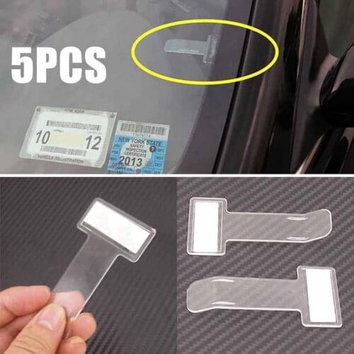 5Pcs Receipt Hloder Universal Adhesive Car Windscreen Windshield Parking Ticket Permit Card Holder Clip Pen Case Clips Box