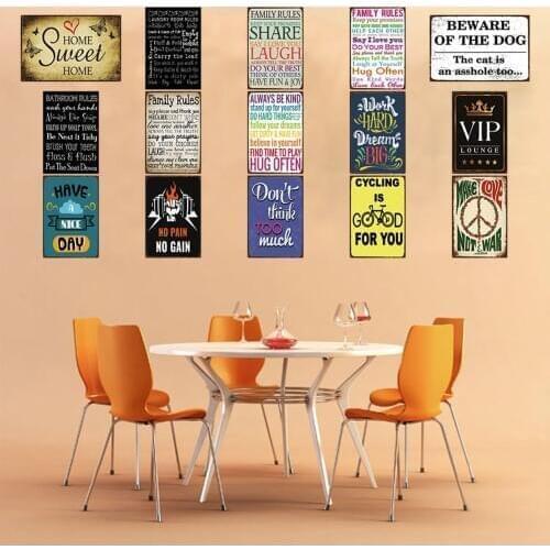 Family Rule Vintage Metal Sign shabby Chic Plaque Shop Pub Cafe Bar Home decorations 30X20CM DU-1991