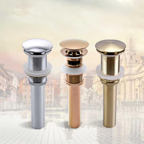 Bathroom sink up pop drain on stopper bathroom faucet accessories black tan matte/chrome/pink gold/gold