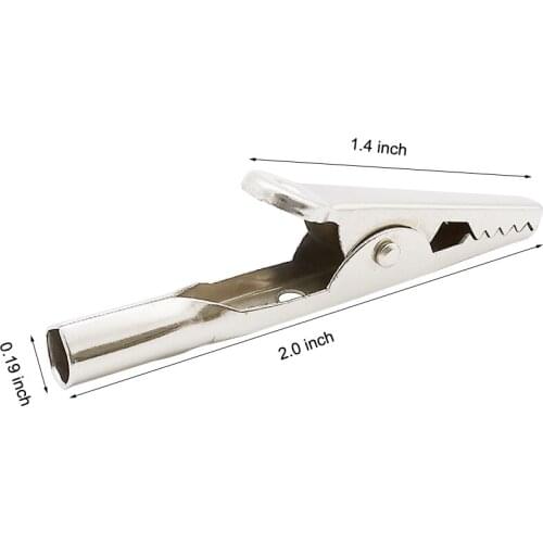 10Pcs/Lot 10A Metal Alligator Clip 50mm Silver Tone Alligator Crocodile Battery Test Clips Electrical Wire Cable Lead Clamps