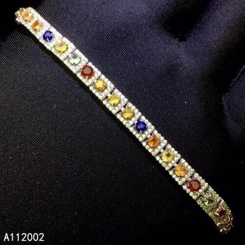 KJJEAXCMY fine jewelry natural Colored sapphire 925 sterling silver new women gemstone hand bracelet support test luxury