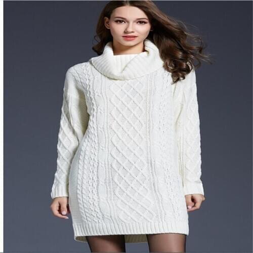 Babbytoro Womens Sweater Winter Warm Long Sleeve Turtle Neck Knit Xmas Sweaters Dress Plus Size 4xl 3xl White Navy Brown Red