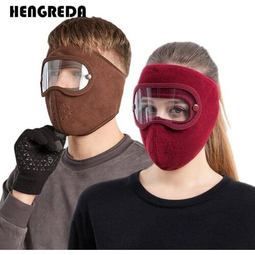 Winter Warm Mask Face Mask Polar Fleece Riding Ski Windproof HD Goggles Anti-fog Mask 2021 Hat for Women Female Girl Men Boy