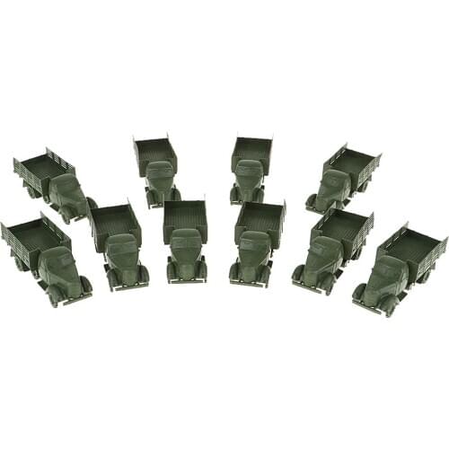 10pcs Plastic Green WWII Armored Vehicles Model Truck Toy Model DIY