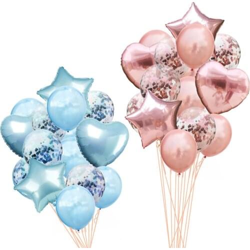 14Pcs Wedding Birthday Balloon Round Confetti Ballon Heart Helium Balloons Birthday Party Decorations Adult Kids Event Baloes