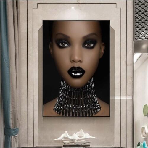 African Model Wall Art Prints Makeup Black Girl Canvas Paintings On The Wall Posters And Prints Modern Canvas Picture Wall Decor