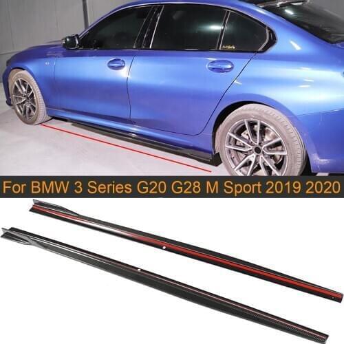 Car Side Skirts For BMW 3 Series G20 G28 M Sport 2019 2020 Body Kits Door Side Skirts Extension Lips Spoiler Carbon Fiber